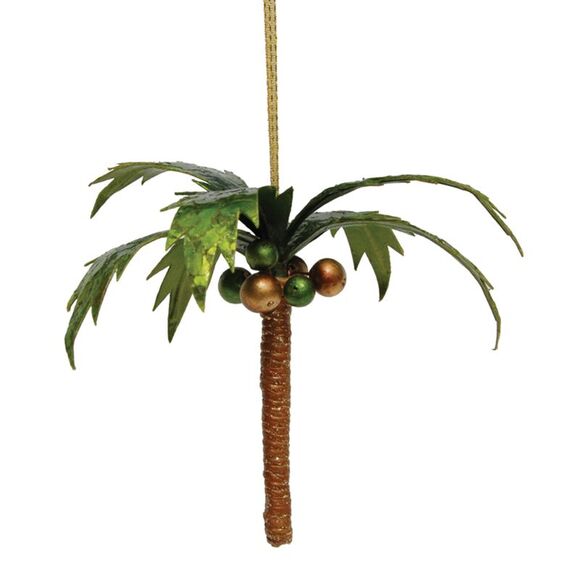 Tropical Coconut Palm Tree Capiz Shell Holiday 8 Inch Ornament - Picture 1 of 4